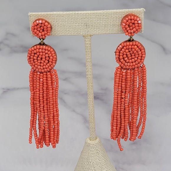 J. Crew Orange Beaded Tassel Earrings - Picture 6 of 7